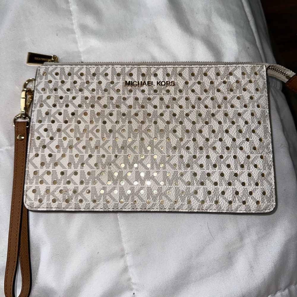 Michael Kors Metallic Gold and Cream Clutch